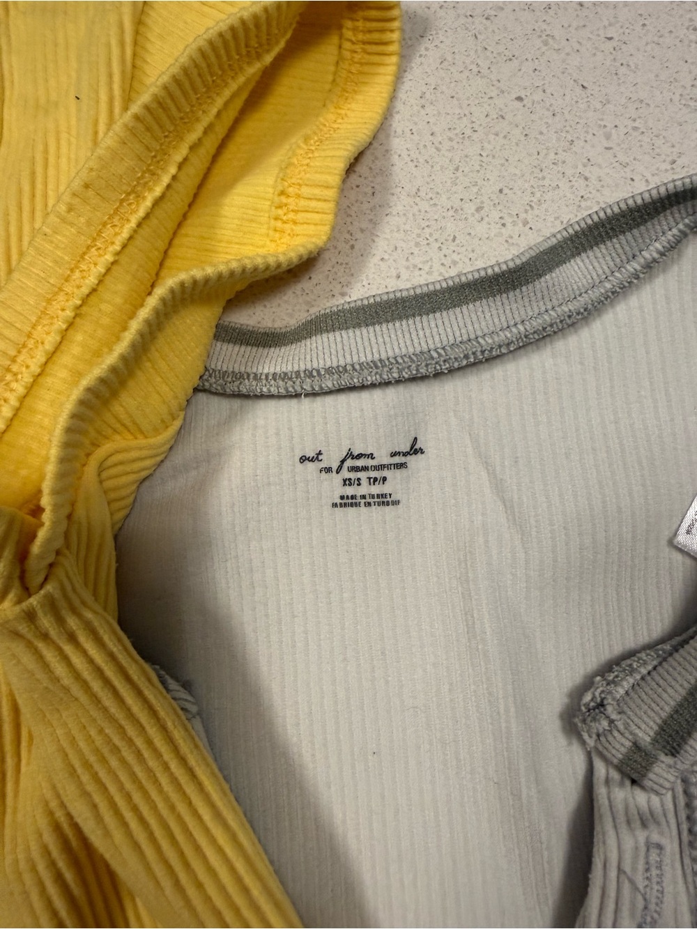 Two-Pack Ribbed Crop Tops - Yellow & Light Gray - Picture 4 of 4